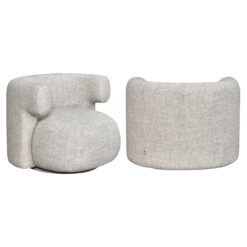 Lounge stoel Talley cream tweed swivel